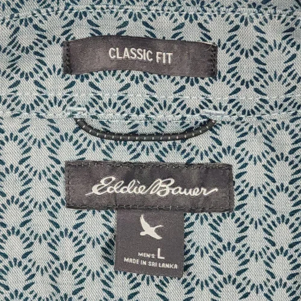 Lot of 2 Eddie Bauer Mens Shirt Sz M‎ & L Classic Fit Short Sleeve
